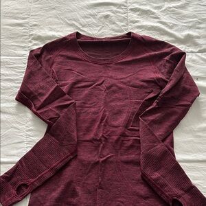 Lululemon Burgundy Long Sleeve Swiftly Tech Top